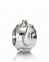 PANDORA's sterling silver teapot charm is topped off with a 14K gold lid.