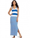 C&C California Women's Stripe Racer Tank Maxi Dress, Stella Blue, Small