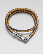 A richly-hued braided leather bracelet perfect for layering and wrap around styling.LeatherAbout 3 diam.Spring claspMade in Italy