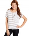 Stripes rule on this dolman sleeve tee from Pink Rose -- a cute day piece that suits your comfy-style philosophy!