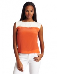 French Connection Women's Sarah Block Top, White/Orange, 2