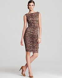 Going somewhere? Dress to impress in this printed, rouched Catherine Malandrino dress. It fits like a glove to flatter your shape and can work any occasion--from work dinner to weekend wedding.