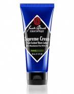 Supreme Cream Triple Cushion Shave Lather. The ultimate rich lather shave cream. The luxurious, creamy lather lifts whiskers up, away from the skin, for a smooth, ultra-close shave. Triple Cushion technology, with three protective hydrating layers, allows the razor to glide close to skin while offering a cushion of protection against razor burn irritation, nicks and cuts. Can be used with or without a brush. 3 oz. 