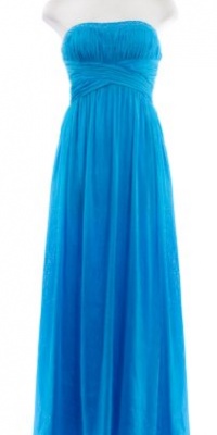 Aidan Mattox Baby Blue Strapless Metallic Sequin Chiffon Gown 6