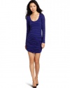 Splendid Women's Long Sleeve Scoop Stripe Dress, Iris, X-Small