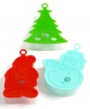 Make holiday baking even better with these hassle-free holiday-themed cookie cutters. Simply stamp the cutter down, press and enjoy an easy release! Ready to brighten up your baked goods, these cutters include the cheeriest Santa, the most festive tree and the coolest snowman.