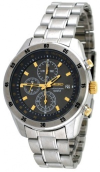 Men's Stainless Steel Quartz Chronograph Tachymeter Two Tone Gray Dial