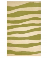 A suggested zebra stripe adds a hint of wild energy to the Promenade Wavey Stripe area rug, while its tame color palette lends itself to any modern home décor. This unique home accent is intricately hand-tufted for crafted durability and supreme detailing in composition.