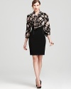 An abstract, brushstoke print lends a trend-right look to Anne Klein's office-ready twofer dress.