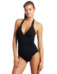 Calvin Klein Women's Shirred Halter One Piece Swimsuit