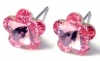 Delicate 10mm Multi-faceted Sparkling Pink Swarovski Crystal Flower Stud Earrings