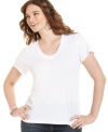 Team your fave jeans with American Rag's plus size tee, featuring raw edges for a vintage feel. (Clearance)