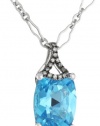 Badgley Mischka Fine Jewelry Champagne Diamonds Blue Topaz Pendant Necklace