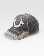 A studded horseshoe is at the center of this pinstriped hat made of a soft linen blend. 55% linen/45% cottonHand washImported