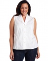 Jones New York Women's Sleeveless Easy Care Shirt, White, 18W