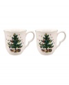 Enjoy your favorite hot beverage in these fun Happy Holidays mugs by Nikko. And feel free to reheat your drink because it's made of durable ironstone and it's microwave safe. Coordinating holiday dinnerware, dishes and flatware also available.