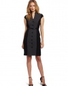 Calvin Klein Women's Button Front Sheath Dress, Charcoal/Black, 8