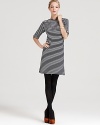 Take comfort in stripes with this stylish Theory dress that features flattering elbow sleeves in a fluid stretch knit fabric.