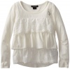 Baby Phat - Kids Girls 7-16 Tier Ruffle Lace Top, Cream, Large