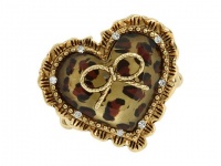 Betsey Johnson Crystal Leopard Heart with Bow Stretch Ring