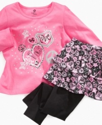 Pretty in pink. If your little one likes pink she'll love this comfy tee and skeggings set from Clubhouse.