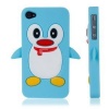 Fosmon Penguin Design Soft Silicone Case for Apple iPhone 4 / 4S - Blue