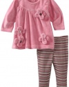 Kids Headquarters Baby-Girls Newborn Tunic With Stripes Leggings, Pink, 6-9 Months