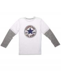 Let your All Star shine in this layered-look logo tee from Converse.