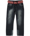 Sean John Check Mark Belted Skinny Jeans (Sizes 8 - 18) - navy wash, 14