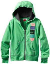 Puma - Kids Girls 7-16 Multi Glitter Hoodie, Green, Large