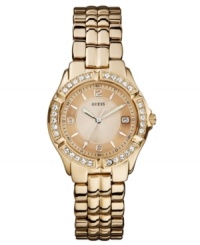 A stunning watch from GUESS with a rosy twist of crystal accented flair.