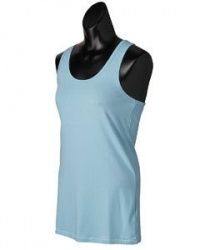 Alo Ladies 5.5 oz. Racerback Bamboo Tank - AQUA/WHITE - L