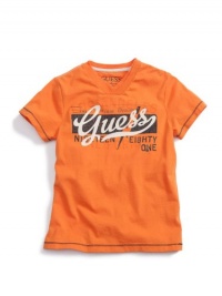 GUESS Kids Boys V-Neck GUESS Kids Boys Screen Tee, ORANGE (3T)