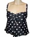 Womens Coco Reef Plus Size Tankini Swimsuit Top Swimwear Underwire, Black with Dots 38-44 C D DD