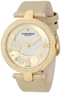 Akribos XXIV Women's AKR434YG Gold-tone Sunray Diamond Dial Quartz Strap Watch