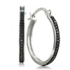 Sterling Silver Black Diamond Hoop Earrings (1/4 cttw)