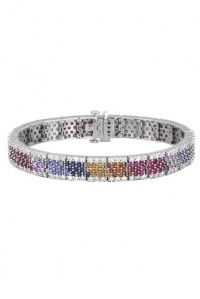 Effy Jewlery White Gold Multi Sapphire & Diamond Bracelet, 9.85 TCW