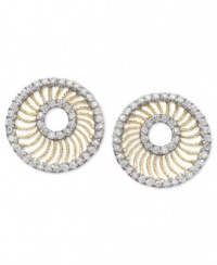 B. Brilliant 18K Gold Over Sterling Silver Circle Fan Stud Earrings