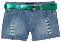 Baby Phat - Kids Girls 2-6X Belted Denim Short,Light Wash,6