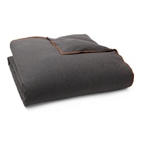 Inspired by the refined polish of menswear, this relaxed collection pairs solid brushed cotton and twill with faux suede trim and plaid. This charcoal heather duvet has the soft feel of wool flannel and the richness of faux suede trim.