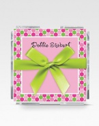 Fun little memo notes are perfect for quick notes and reminders...stick them in briefcases, purses or backpacks! Includes 200 notes Arrives in Lucite holder wrapped in grosgrain ribbon 4 X 4 notes Made in USAFOR PERSONALIZATIONSelect a color and quantity, then scroll down and click on PERSONALIZE & ADD TO BAG to choose and preview your monogramming options. Please allow 2-3 weeks for delivery.