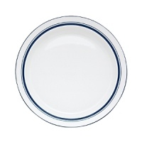 Tasteful and tailored blue banded dinnerware inspired by the unique Copenhagen neighborhood of Christianshaven from Dansk. Bread and Butter plate is 7.25 in diameter.