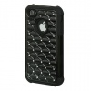 LUXMO BLACK RUBBER HYBRID DIAMOND STUDDED RHINESTONE BLING CASE FOR iPHONE 4S 4