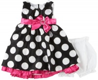 Nannette Baby-girls Infant Shangtung Dress With Dot Print, Black, 18 Months