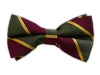 100% Silk Woven Olive and Burgundy Striped Self-Tie Bow Tie