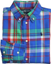 Ralph Lauren Toddler Boys Plaid Blake Button-Down (2/2T, Blue Multi)