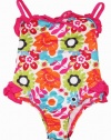 Pink Platinum Toddler Girls 2-4T Spring Flower Garden UV Ptotected Swimsuit