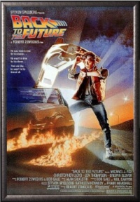 Back to the Future Movie (Michael Looking at Watch) 24x36 Dry Mount Poster Silver Wood Framed