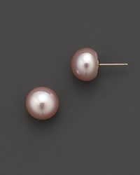 Cultured, pink freshwater pearl stud earrings.