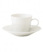 White dinnerware that's perfect for every day. The 1815 teacup from Royal Doulton features sturdy porcelain streaked white on white for serene, understated style.